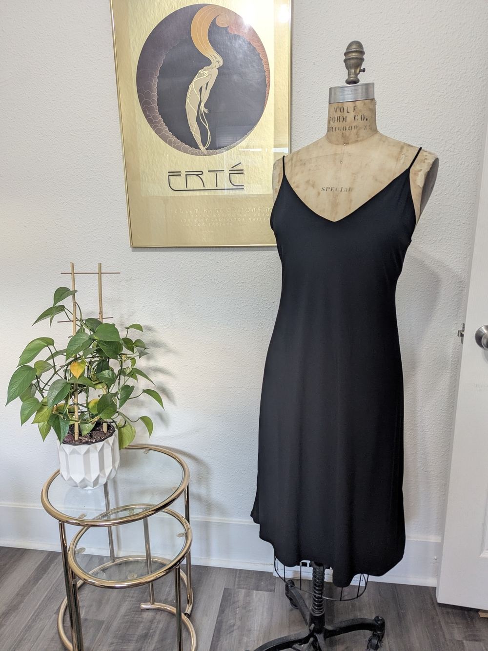 Zara Black Midi Slip Dress with Spaghetti Straps